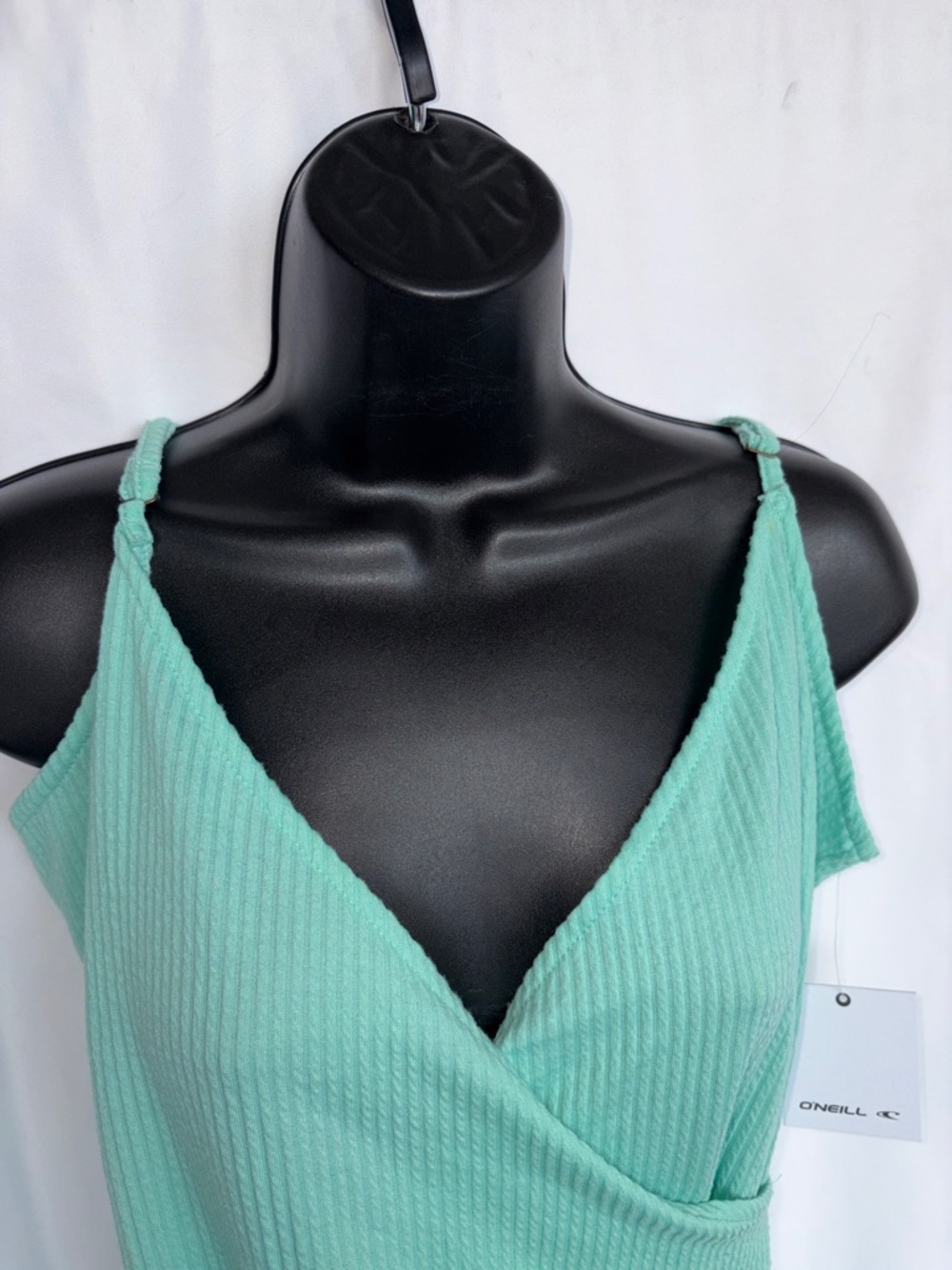 O'Neill Kiki Solid Wrap-Front Spaghetti Strap Dress In Mint Green/Aqua - Picture 3 of 8